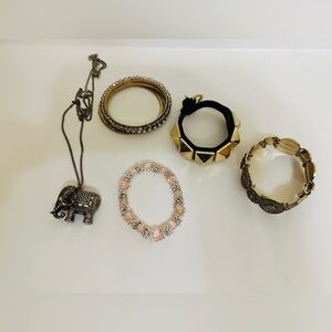 Various Bracelets and Elegant Silver Elephant Pendant Necklace